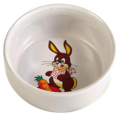 Одинарная миска для кролика TRIXIE, керамика, белый, 0.3 л