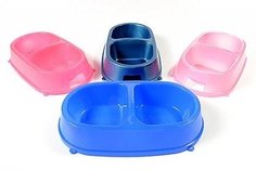 Двойная миска для кошек и собак Gamma, пластик, в ассортименте, 2 шт по 0.26 л