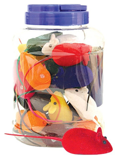 Игрушка-пищалка для кошек Triol мышки, велюр, пластик, разноцветный, 6 см, 45 шт