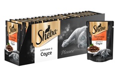 Влажный корм для кошек Sheba Pleasure ломтики из телятины и языка в соусе, 24 шт по 85г