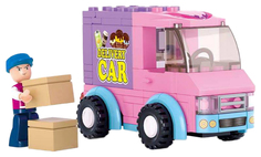 Конструктор пластиковый Sluban Машина Доставка С Фигуркой Розовая мечта M38-B0520