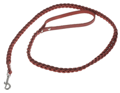 Поводок для собак АРКОН плетенка кожаная, 120 см x 8 мм, красный