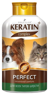 Шампунь для кошек и собак RolfClub Keratin+Perfect универсальный, кератин, 400 мл