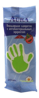 Влажные салфетки AURA с антибактериальным эффектом ромашка 20 шт
