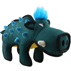 Мягкая игрушка для собак GiGwi дюраспайк-кабан, зеленый, желтый, голубой, длина 33 см