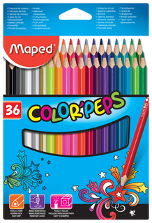 Карандаши цветные COLORPEPS, треугольн,36цв. картон. MAPED