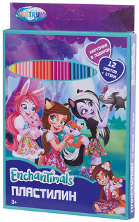 Пластилин CENTRUM Enchantimals 12 цветов, 240 гр, со стеком и картинкой