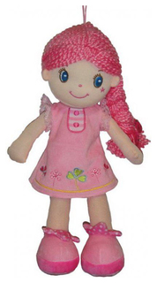 Кукла Creation Manufactory с розовой косой в розовом платье мягконабивная, 20 см