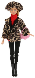 Кукла "София", в леопардовом пальто и шапке, 29 см Карапуз