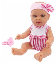 Пупсик 1 Toy функциональный Baby Doll, 28 см в полосатом боди