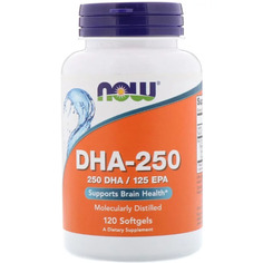 NOW DHA — 250 (250 DHA/125 EPA) (120 капсул) - докозагексаеновая кислота омега 3
