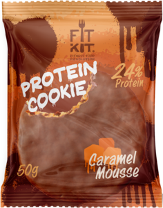 Печенье Fit Kit Chocolate Protein Cookie 24 50 г, 24 шт., карамельный мусс