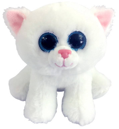Мягкая игрушка ABtoys Котенок белый с голубыми глазками, 15 см