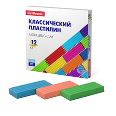 Классический пластилин ErichKrause® Basic 12 цветов, 192г (коробка)