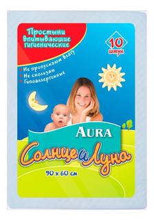 Пеленки одноразовые Солнце и луна 90x60 см, 10 шт.