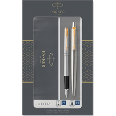 Набор подарочный Parker Jotter Core - Stainless Steel GT, ручка перьевая+ручка шариковая