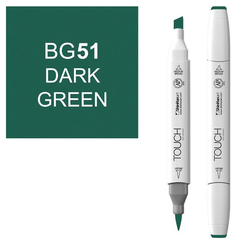 Маркер Touch Brush двухсторонний на спиртовой основе 051 Зеленый темный зеленый