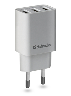 Сетевое зарядное устройство Defender UPA-31, 3xUSB, 2,1 A, white