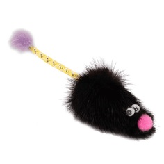 Мягкая игрушка для кошек Gosi Мышь с хвостом натуральный мех, пластик, черный, 7 см