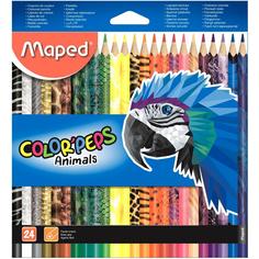 Карандаши цветные MAPED Color Peps Animals, 24 цвета, трехгранные заточенные