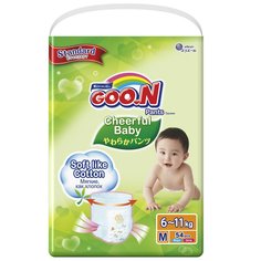 Подгузники-трусики GOO.N Cheerful Baby M (6-11 кг), 54 шт. Goon
