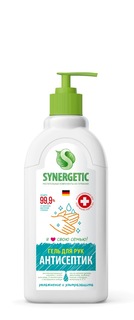 Антисептик для рук SYNERGETIC "Увлажнение и ультразащита 99,9%" с алоэ вера, 0,5л, гель