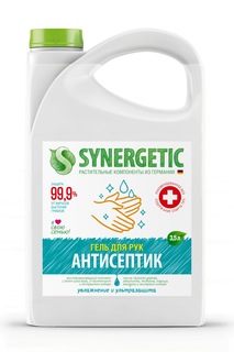 Антисептик для рук SYNERGETIC "Увлажнение и ультразащита 99,9%" с алоэ вера, 3,5л, гель