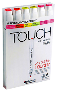 Набор маркеров TOUCH TWIN BRUSH FLUORESCENT 6 шт