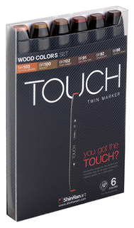 Набор маркеров TOUCH TWIN WOOD 6 шт коричневый
