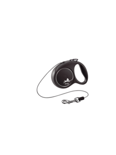 Поводок-рулетка Flexi Black Design cord XS 3m 8 kg серебристый