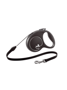Поводок-рулетка Flexi Black Design cord M 5m 20 kg серебристый