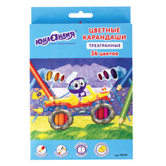 Карандаши цветные Юнландия Юнландик Быстрее всех трехгранные, 36 цветов