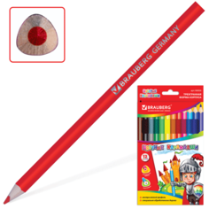 Карандаши цветные Brauberg утолщенные трехгранные, 12 цветов