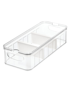 Контейнер для хранения Crisp с 3 отсеками с крышкой 16.5х38х9.5 см пластиковый Inter Design