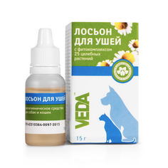 Лосьон для очищения ушей кошек и собак VEDA, 15 г