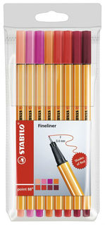 Ручки капиллярные "Point 88. Оттенки красного", 8 цветов Stabilo