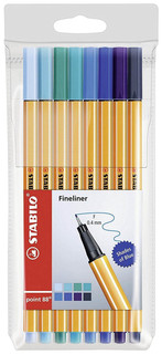 Ручки капиллярные Stabilo «Point 88. Оттенки синего» 8 цветов