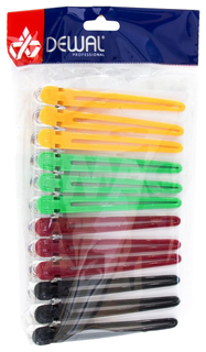 Зажим для волос Dewal цветной, пластик+ металл, 8 см, 12 шт