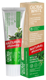 Зубная паста GLOBAL WHITE натуральное отбеливание энергия трав NATURAL whitening, 100 г