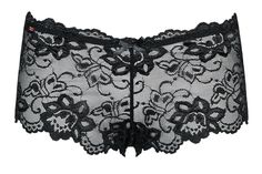 Кружевные трусики-шорты Imperia с крупным цветочным узором черный L/XL Obsessive
