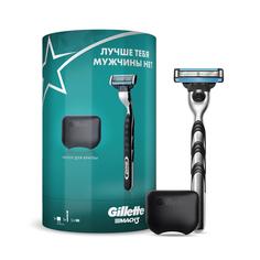 Подарочный набор мужской Gillette Mach3 бритва с 1 кассетой + чехол