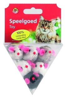 Мягкая игрушка для кошек Beeztees Мышь плюшевая, разноцветный, 6 см, 6 шт
