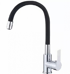 Смеситель для кухни Haiba HB70112-7 с гибким изливом, черный/хром