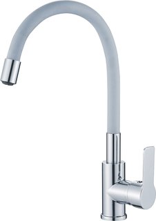 Смеситель для кухни Haiba HB70112-3 с гибким изливом, серый/хром