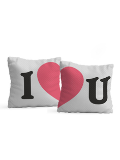 Декоративные подушки флис 35х35 см комплект 2 шт I love you светлые Sfer.Tex