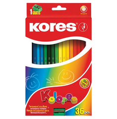 Карандаши цветные Kores Kolores экстра мягкие трехгранные 36 цветов + точилка