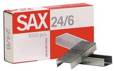 Скобы для степлера №24/6 "Sax", оцинкованные, 1000 штук