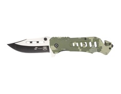 Нож складной Stinger, 88 мм, серебристый, зеленый камуфляж FK-008H