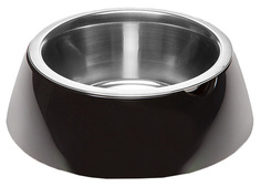Одинарная миска для кошек и собак Ferplast, пластик, резина, сталь, черный, 1.2 л