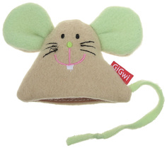 Мягкая игрушка для кошек GiGwi Мышка с кошачьей мятой, искусственный мех, серый, 10см